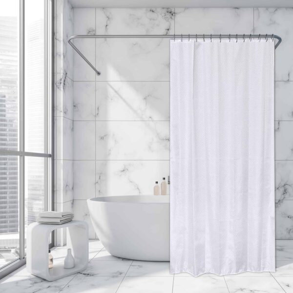 White Extra Long Shower Curtain Strass