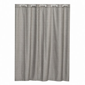 Taupe hookless shower curtain with built-in rings, textured cubic polyester, 71 x 79 inch, on white background