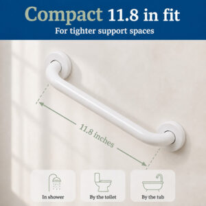 11.8 inch compact grab bar sized to fit a small bathroom wall section