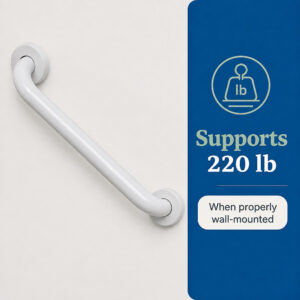 Bathroom grab bar rated to hold up to 220 lb
