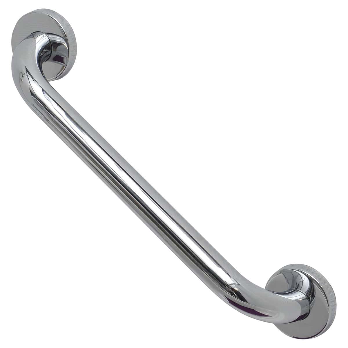 Chrome grab bar product view showing sleek, polished design for bathroom support.