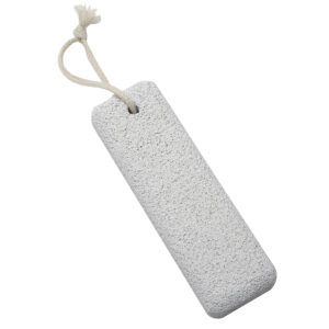 Gray pumice stone with rope hanging loop for foot care
