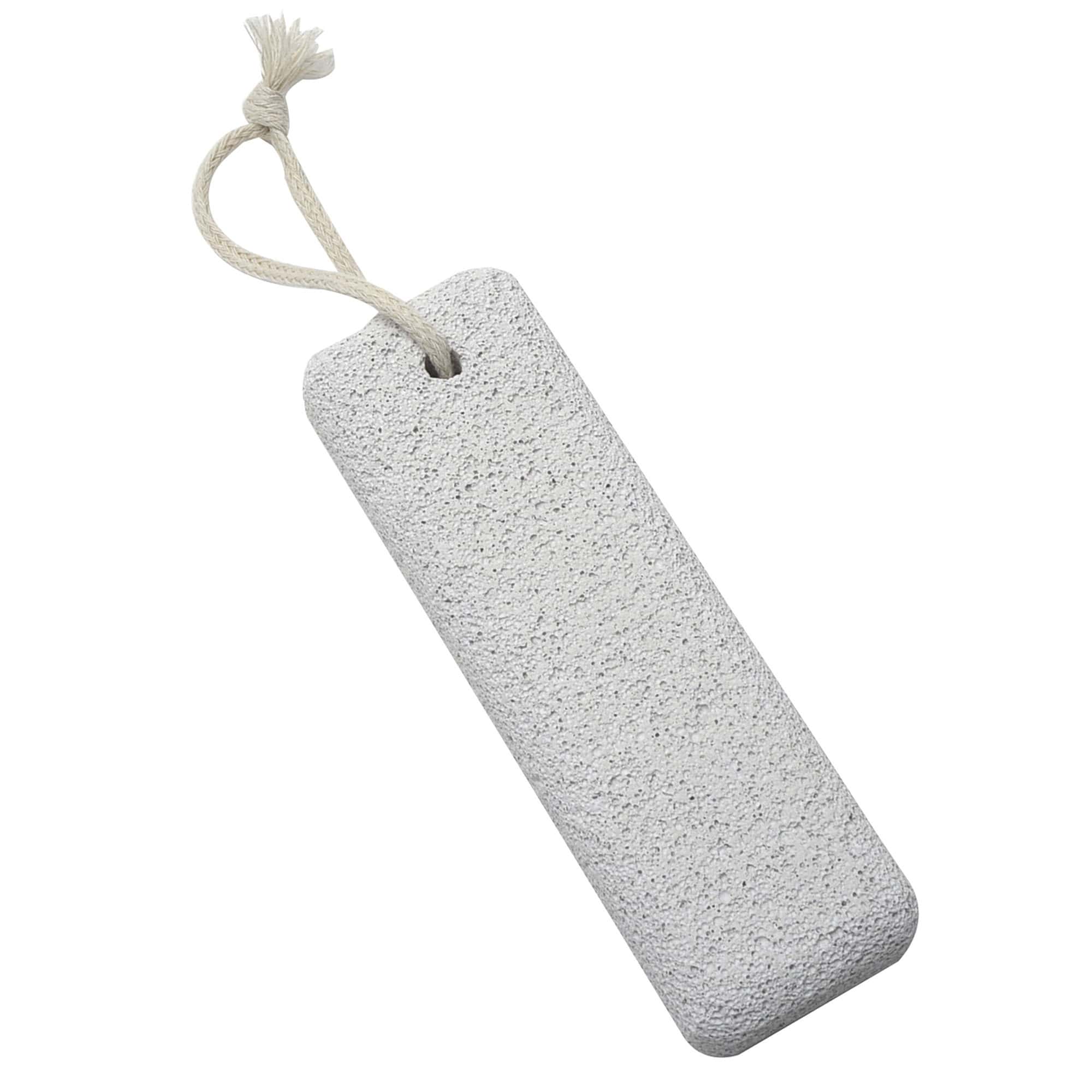 Gray pumice stone with rope hanging loop for foot care