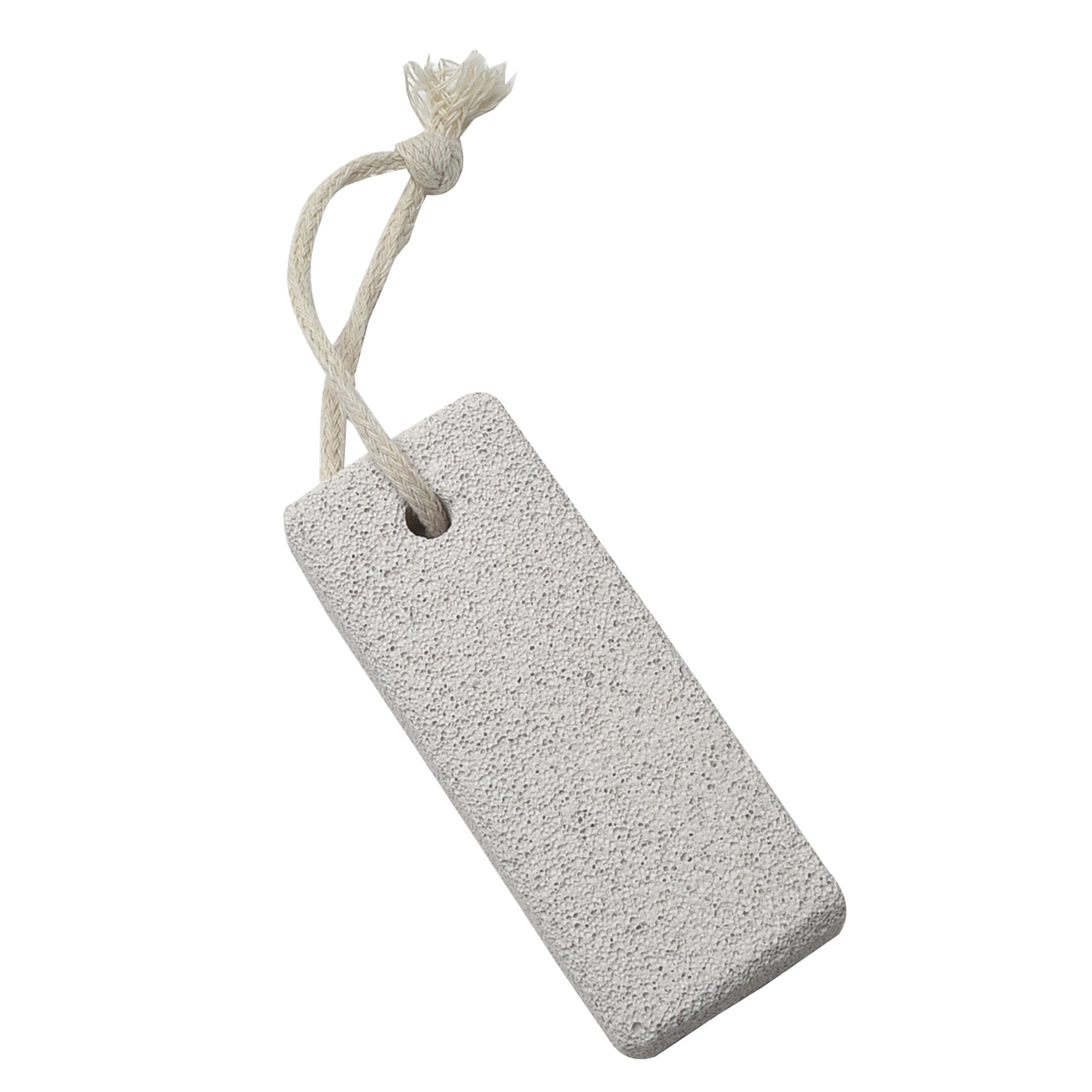 Gray pumice stone with rope hanging loop for foot care