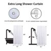 White Extra Long Shower Curtain 12 Rings