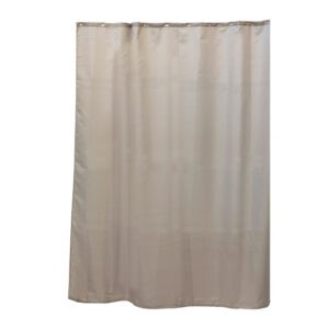 Taupe extra-long shower curtain on white background