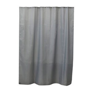 Gray extra-long shower curtain on white background