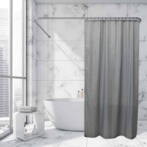 Grey Extra Long Shower Curtain 12 Rings