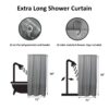 Grey Extra Long Shower Curtain 12 Rings
