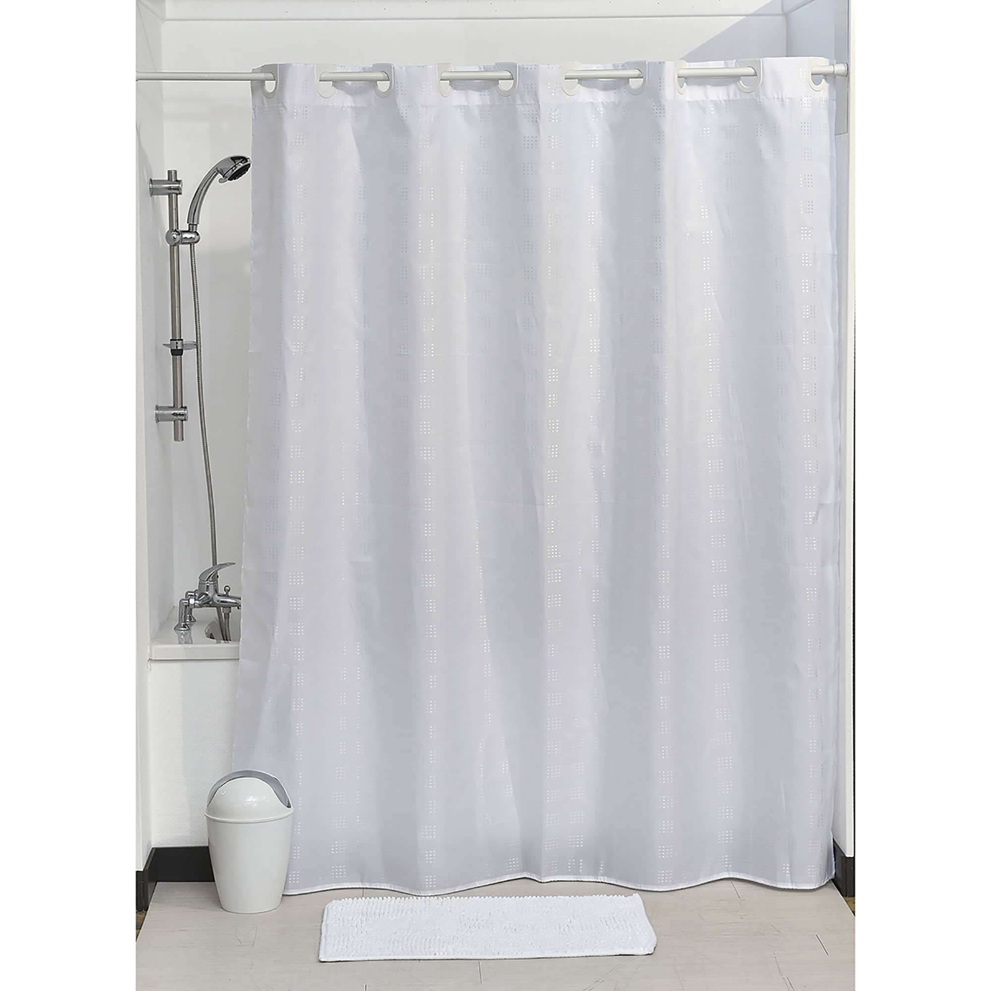 1207180-Grey-Extra-Long-Shower-Curtain-Polyester-Hook-Less-Cubic-79 L-x-71 W-Grey-