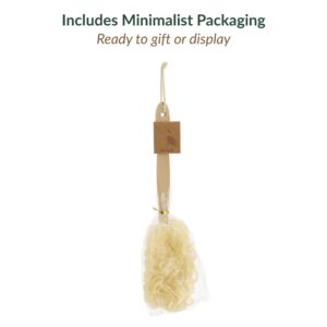Body brush with minimalist packaging tag, ready for gifting