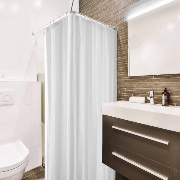 Adjustable LShaped Corner Bathtub Curtain Rod 37" to 71"L
