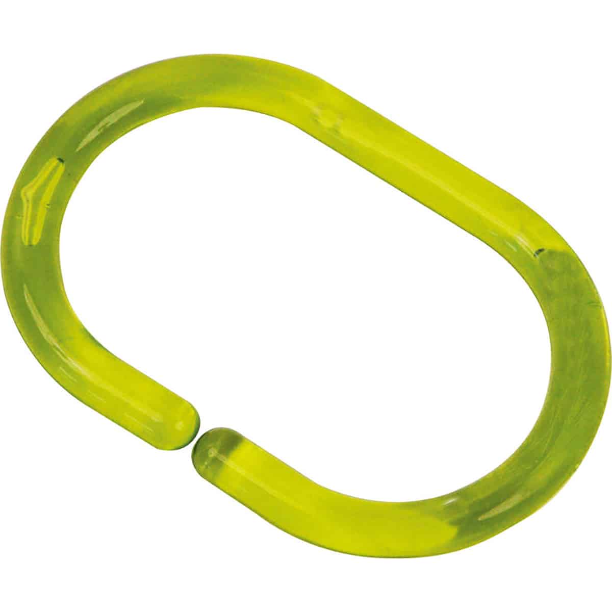 Evideco Shower Curtain Rings Plastic Hooks (Set of 12) (Clear Lime Green)