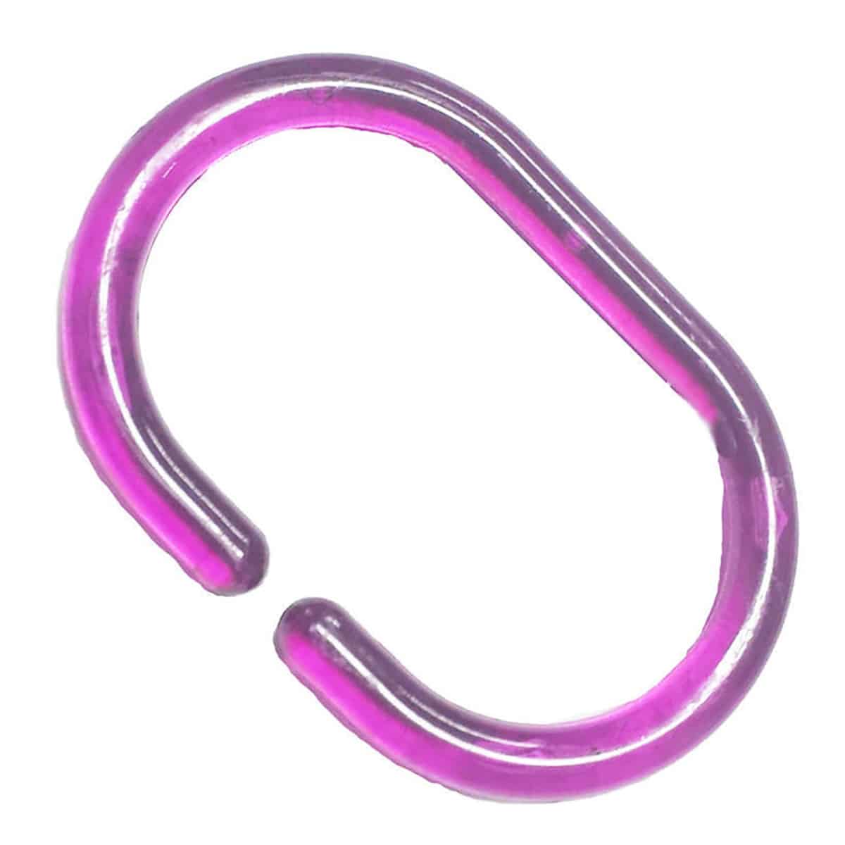 Evideco Shower Curtain Rings Plastic Hooks (Set of 12) - Clear Purple