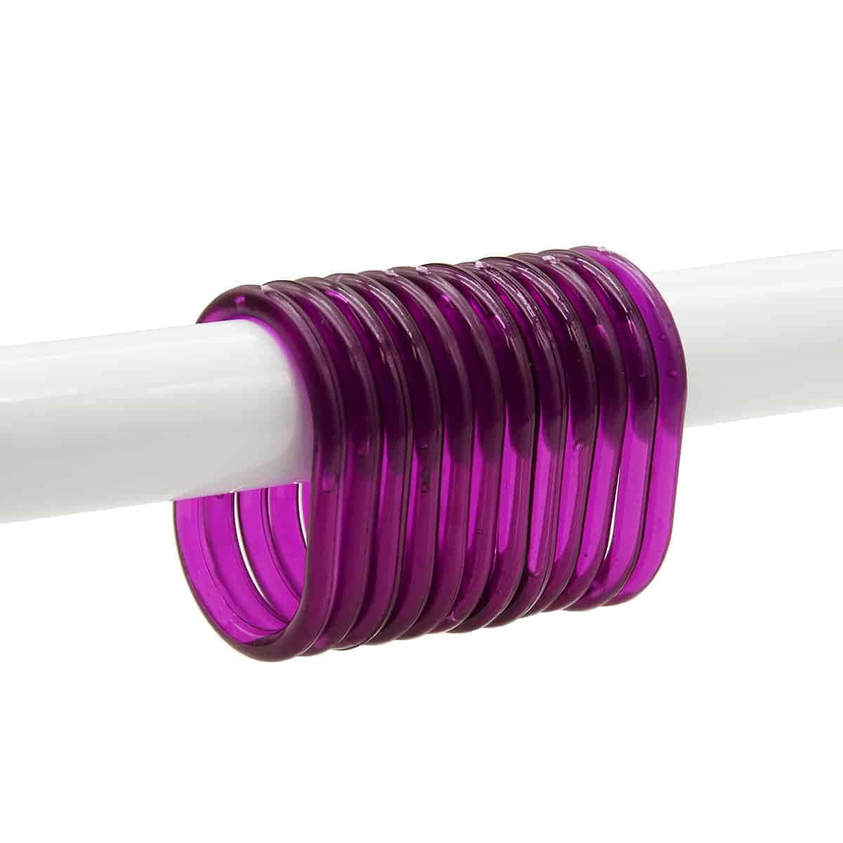 Evideco Shower Curtain Rings Plastic Hooks (Set of 12) - Clear Purple