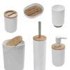 Bathroom Free Standing Toilet Bowl Brush and Holder PADANG White -Bamboo Top Cover