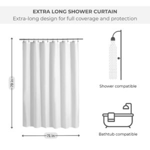 Shower curtain dimensions with icons and size info