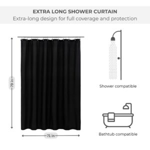 Shower curtain dimensions with icons and size info