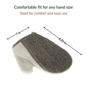 Product sizing diagram showing mitt dimensions of 7 inches by 8.25 inches