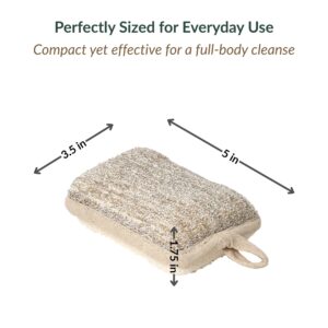 Product sizing diagram showing pad dimensions of 3.5 by 5 by 1.5 inches