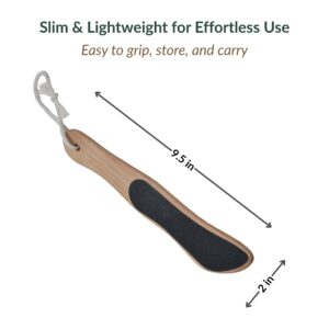 Foot file dimensions diagram showing 9.5-inch total length and 2-inch width