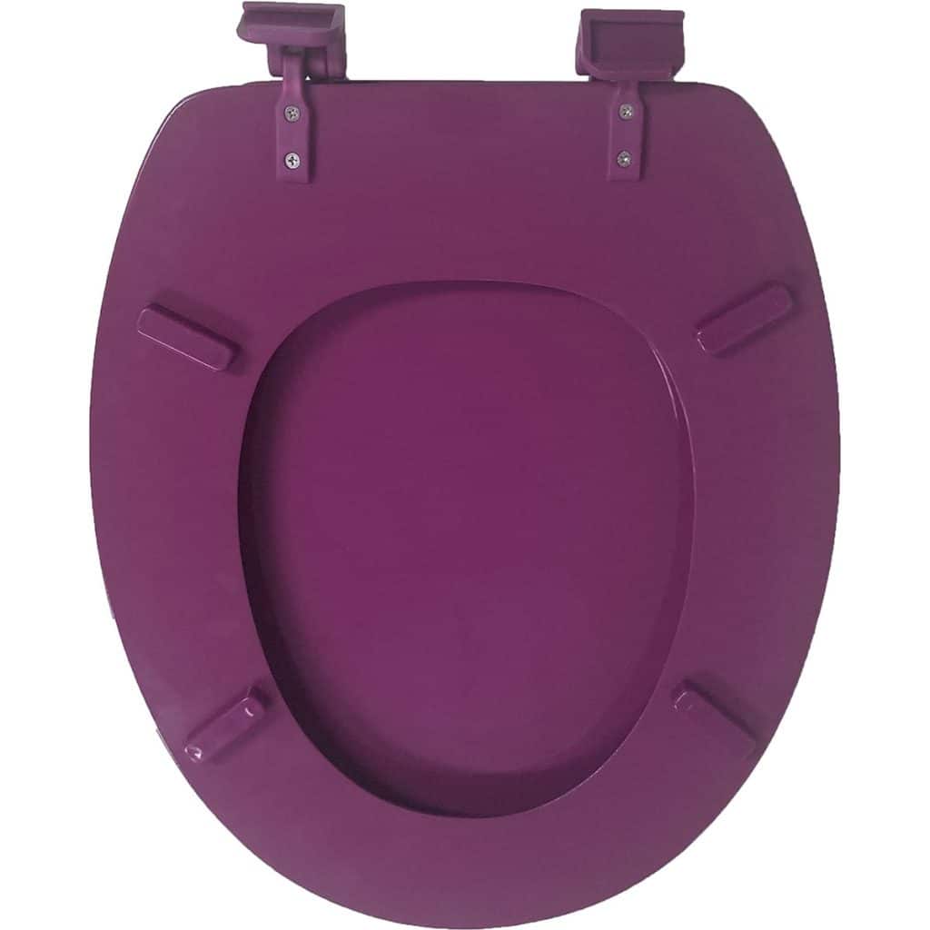 Evideco Oval Elongated Toilet Seat Solid Color Purple, Wood,