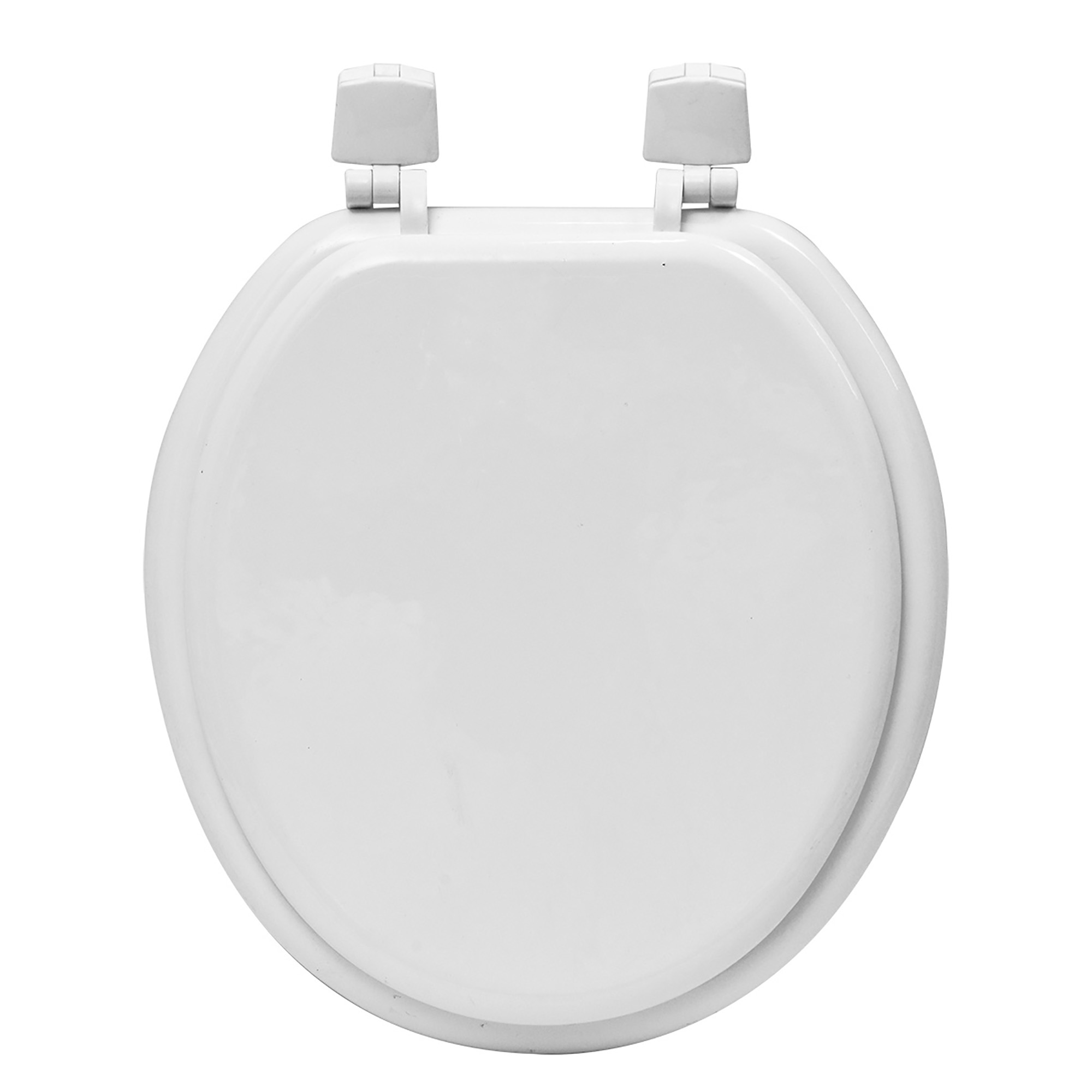 White round toilet seat top view on white background