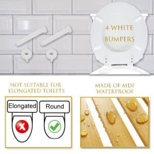 White round toilet seat hardware bumpers and MDF material details