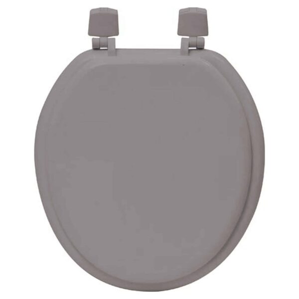 Taupe Round Molded Wood Toilet Seat