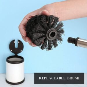 Replaceable brush head for the white toilet brush holder, showcasing easy maintenance feature.