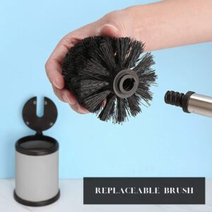 Replaceable brush head feature for stainless steel toilet brush holder, allowing easy maintenance.