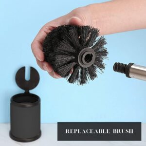 Replaceable brush head for easy cleaning on the black toilet brush holder.