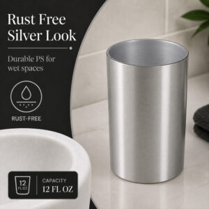 Rust free brushed aluminum bath tumbler cup holder Noumea for wet bathroom spaces