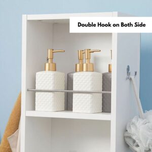 Double Hooks on Both Sides for Added Functionality - Close-up of the cabinet’s double hooks on both sides, ideal for hanging towels or other accessories.