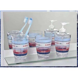 Yacht Club Clear Countertop Plastic Bath Tumbler Cup Holder Makeup Holder or Toothbrush Holder