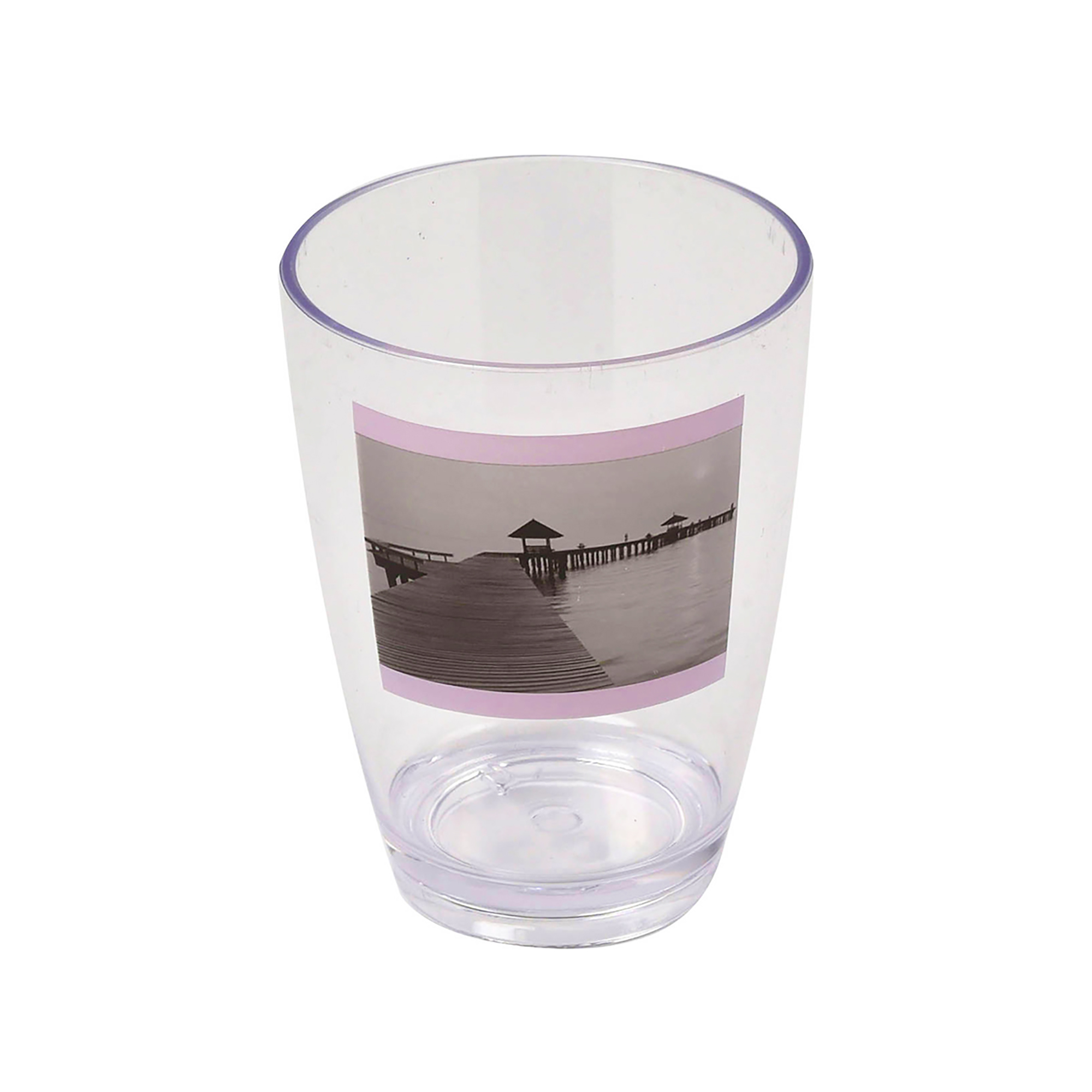 Seaside Clear Countertop Plastic Bath Tumbler Cup Makeup Holder or Toothbrush Holder