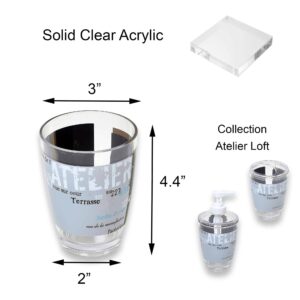 Atelier Loft Clear Countertop Plastic Bath Tumbler Cup Holder Makeup Holder or Toothbrush Holder