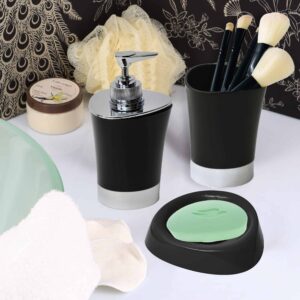 set Black Bathroom Tumbler Cup Shiny Chrome