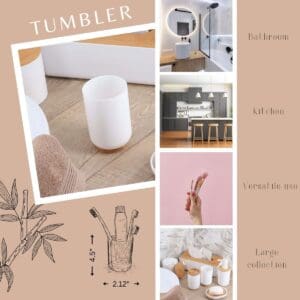 Bathroom tumbler size and use infographic collage