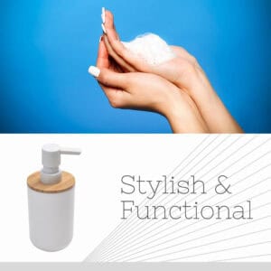 Hands holding soap foam, hygiene concept background