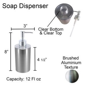 Soap dispenser infographic showing size dimensions and capacity