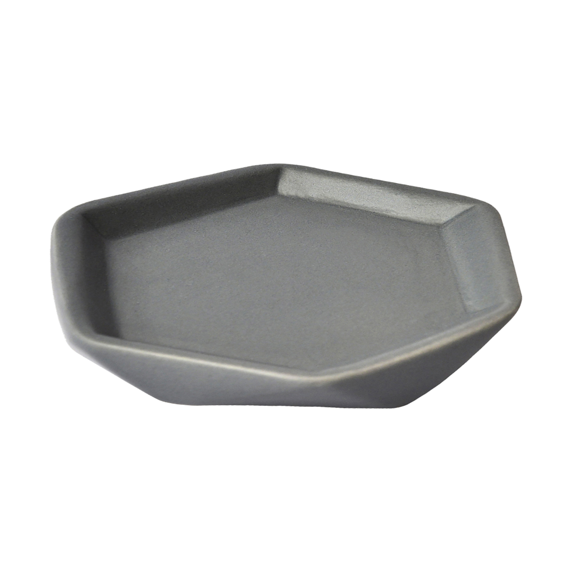 Bathroom Soap Dish Cup Diamond Stoneware Grey