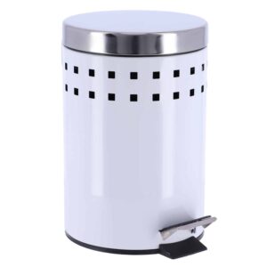 white round metal step trash can