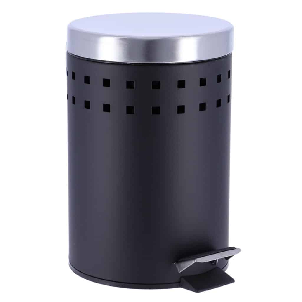 Soft Close Lid Round Metal Bath Floor Step Trash Can Waste Bin 3-liters ...