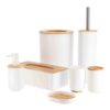 bath set accessories Toilet Brush and Holder Set White Bamboo