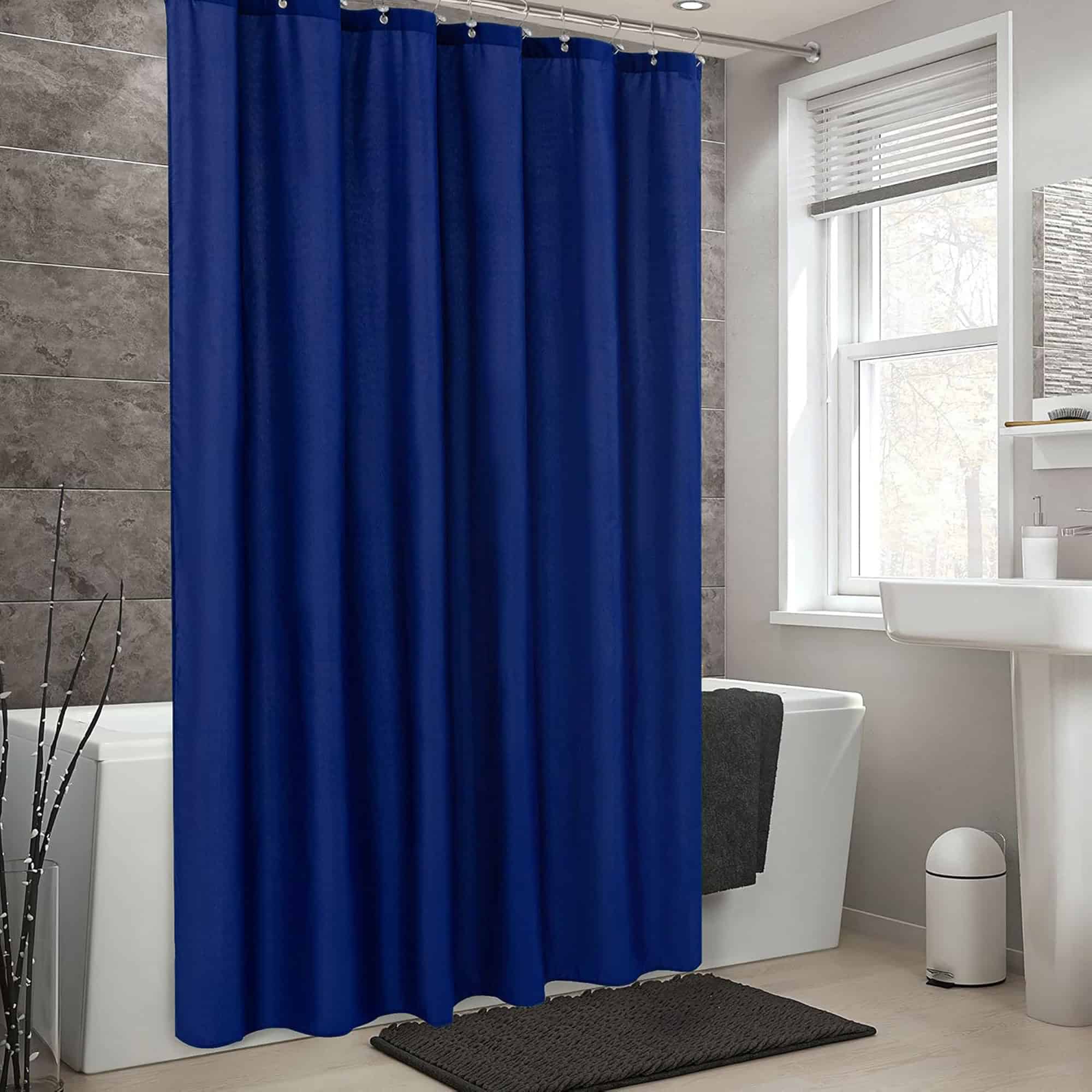 thumbnail image 2 of Home & Style Navy Blue Vinyl Magnetic Shower Curtain Liner 70x72 | Mildew-Resistant, PVC 2 of 4