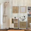 Free standing Bath Linen Tower Cabinet Stockholm Wood Brown