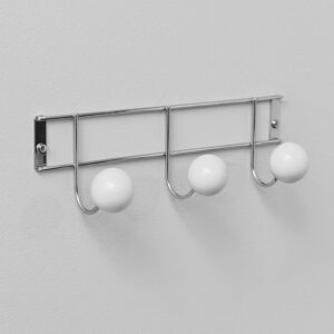Wall Mounted Coat and Hat 3 Hooks BIG BALLS Rail-Rack White