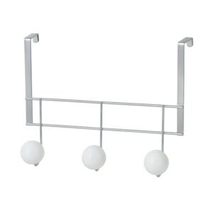 Wall Mounted Coat and Hat 3 Hooks BIG BALLS Rail-Rack White