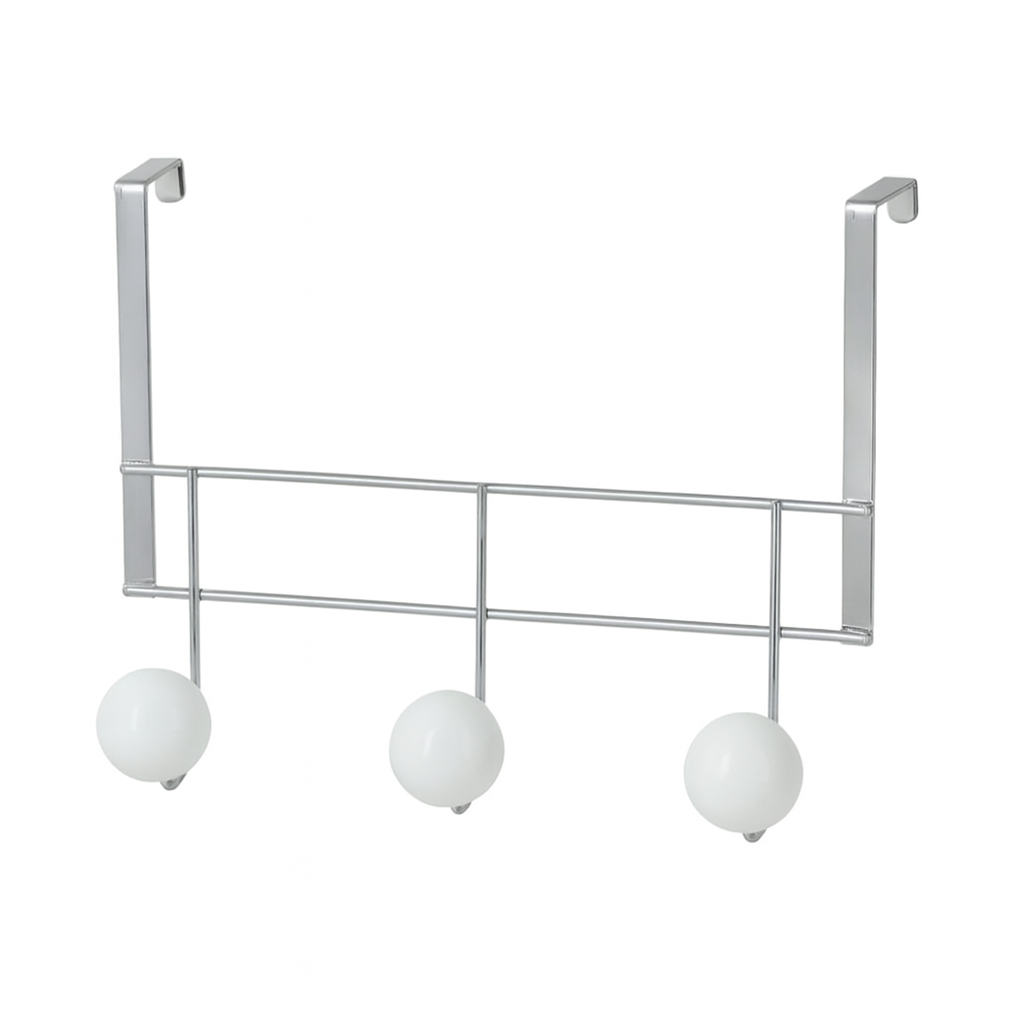 Wall Mounted Coat and Hat 3 Hooks BIG BALLS Rail-Rack White